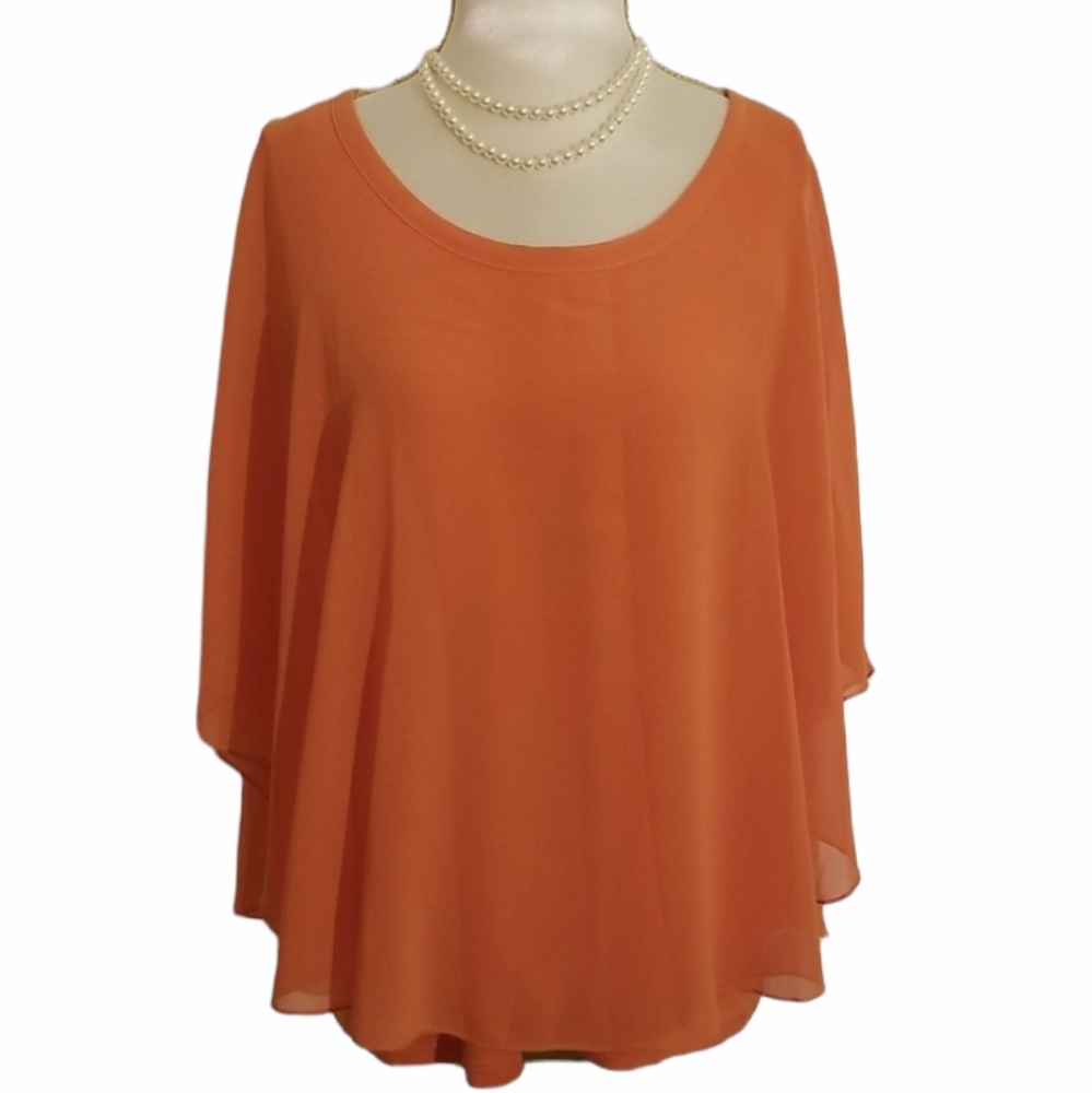 Orange Chiffon Overlay Blouse